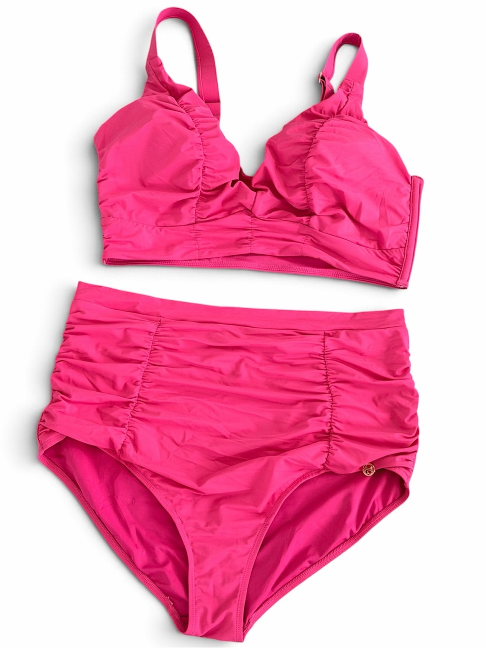 Women’s Hot Pink Two-Piece Swim Set - High Waist Tankini